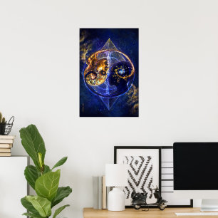 Tweelingvlam - yin-yang-balanskunstwerk poster