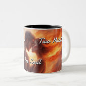Tweelingvlammen 001 tweekleurige koffiemok (Voorkant rechts)