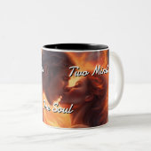 Tweelingvlammen 002 tweekleurige koffiemok (Voorkant rechts)