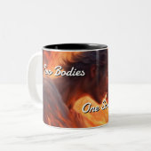 Tweelingvlammen 002 tweekleurige koffiemok (Voorkant links)