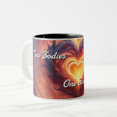 Tweelingvlammen 019 tweekleurige koffiemok (Voorkant links)