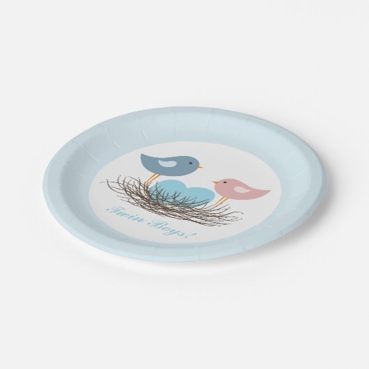 tweelingvogelnest | Baby Shower Papieren Bordje (Gekanteld)