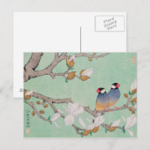 Tweelingvogels in de takken briefkaart (Voorkant / Achterkant)