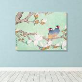 Tweelingvogels in de takken van Cancas Canvas Afdruk (Insitu (Houten vloer))