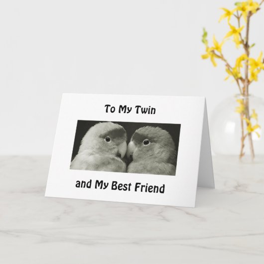 TWEELINGVOGELS ZEGGEN GELUKKIGE VERJAARDAG AAN MIJ KAART (Gele Bloem)