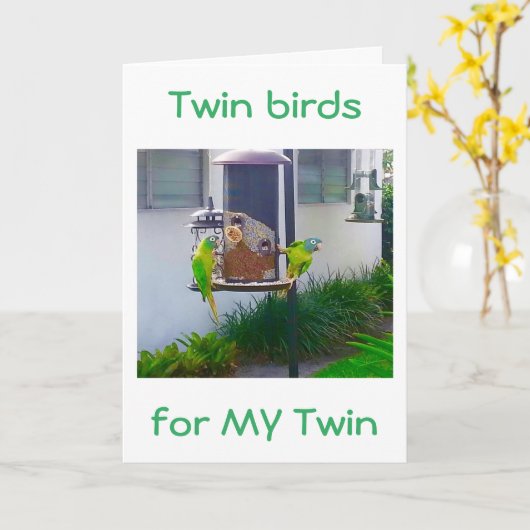 TWEELINGVOGELS ZINGEN JE GELUKKIGE VERJAARDAG KAART (Gele Bloem)