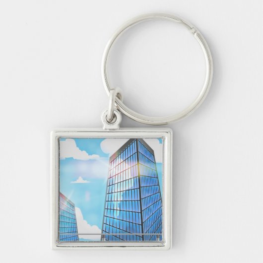 Tweelingwolkenkrabbers Sleutelhanger (Voorkant)