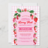 Tweelingzusjes gezamenlijke aardbeien eerste verja kaart (Voorkant)