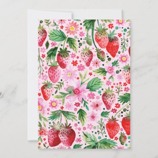 Tweelingzusjes gezamenlijke aardbeien eerste verja kaart (Achterkant)