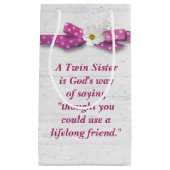 Tweelingzuster Birthday met Polka Dot Ribbon Klein Cadeauzakje (Voorkant)