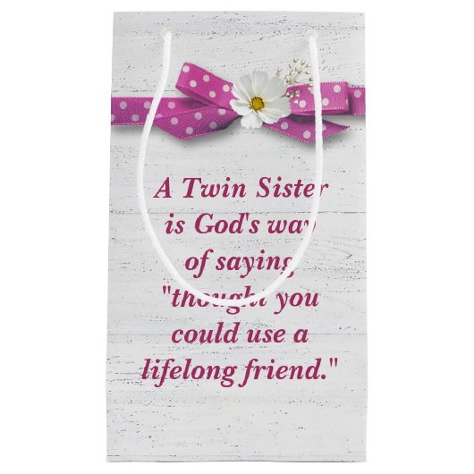 Tweelingzuster Birthday met Polka Dot Ribbon Klein Cadeauzakje (Voorkant)