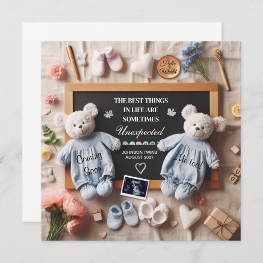 Tweelingzwangerschapsaankondiging digitaal aankondiging (Voorkant / Achterkant)