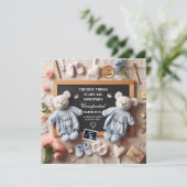 Tweelingzwangerschapsaankondiging digitaal aankondiging (Staand voorkant)