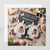 Tweelingzwangerschapsaankondiging digitale baby on aankondiging (Voorkant / Achterkant)