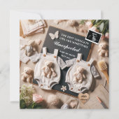 Tweelingzwangerschapsaankondiging digitale baby on aankondiging (Voorkant)