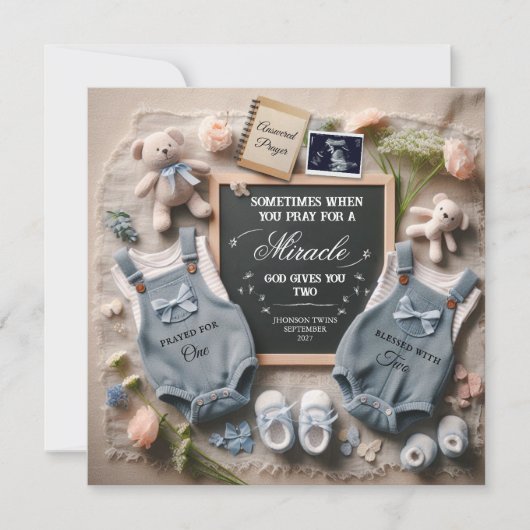 Tweelingzwangerschapsaankondiging | Verwachte twee Aankondiging (Voorkant)