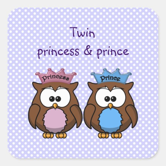 tweeluinprinses en prins vierkante sticker (Voorkant)