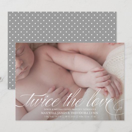 Tweelvoudige bekendmaking van geboorte Twee keer d Aankondiging (Voorkant / Achterkant)