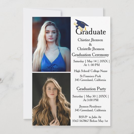 Tweemaal afstuderen ceremonie 2 foto-Afstuderen Aankondiging (Voorkant)
