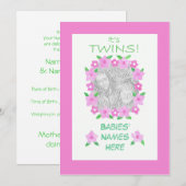 Tweemaal Baby Daughter Notice Fotokaart Aankondiging (Voorkant / Achterkant)