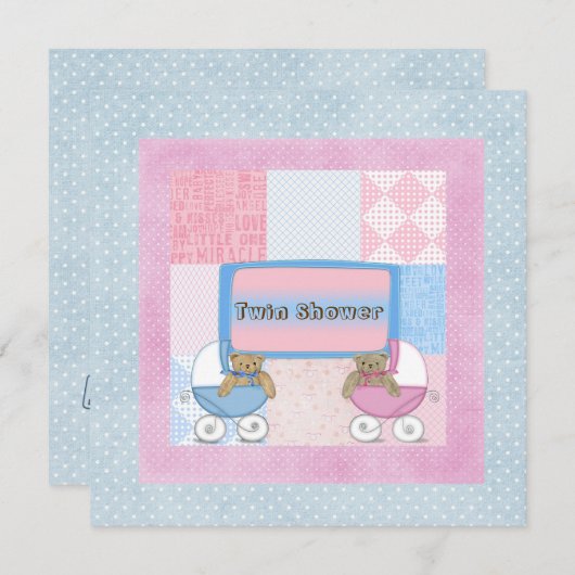 Tweemaal Baby shower Kaart (Voorkant / Achterkant)