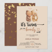 Tweemaal Baby shower | Teddy Bear Kaart (Voorkant / Achterkant)