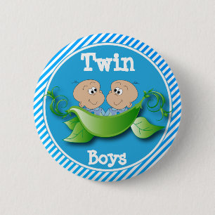 Tweemaal bij jongens Thema Baby shower Ronde Button 5,7 Cm