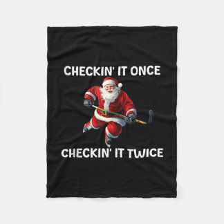 Tweemaal controleren santa hockey kerstmis fleece deken