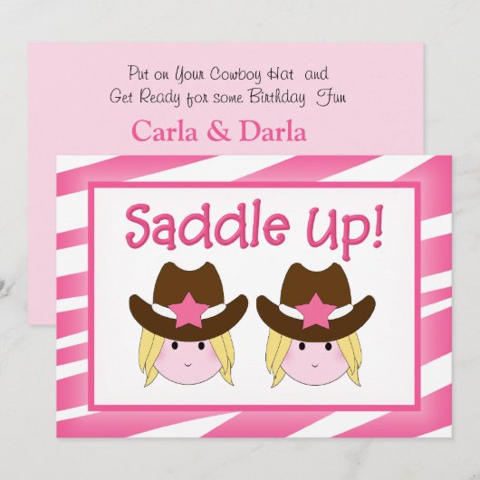 Tweemaal Cowgirl Uitnodigingen (Voorkant / Achterkant)