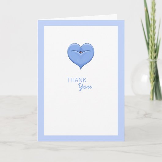 Tweemaal daags Hartblauw Baby shower Hartelijk dan Bedankkaart (Voorkant)