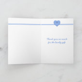 Tweemaal daags Hartblauw Baby shower Hartelijk dan Bedankkaart (Binnen)