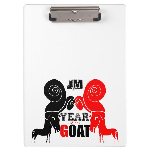 Tweemaal daagse geit Chinees jaar Zodiac Monogram Klembord (Voorkant)