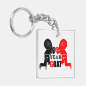 Tweemaal daagse geit Chinees Jaar Zodiac Monogram  Sleutelhanger (Voorkant Links)