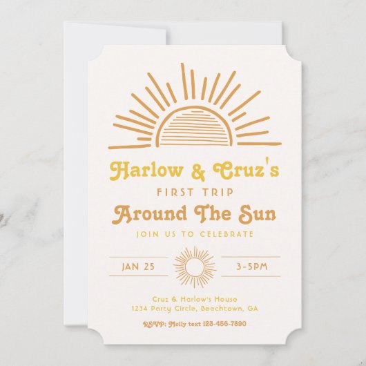 Tweemaal daagse uitnodigingen | Boho Twin Invitati (Voorkant)