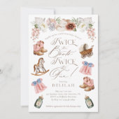 Tweemaal de Boots Twin Girls Western Baby shower Kaart (Voorkant)
