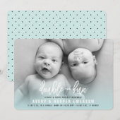 Tweemaal de 'Fun Baby Boy Twins Birth'-aankondigin Aankondiging (Voorkant / Achterkant)