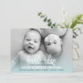 Tweemaal de 'Fun Baby Boy Twins Birth'-aankondigin Aankondiging (Staand voorkant)