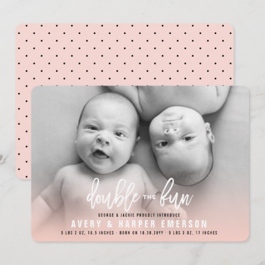 Tweemaal de geboorte van het kindermeisje van Fun  Aankondiging (Voorkant / Achterkant)