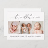 Tweemaal de liefde, geboortekaarten voor tweelingb briefkaart (Voorkant / Achterkant)