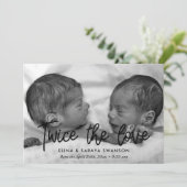 Tweemaal de liefde tweeling geboorte aankondigings aankondiging (Staand voorkant)