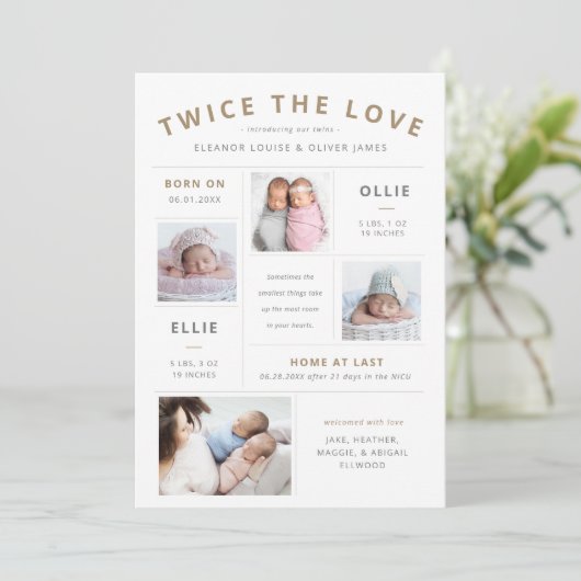 Tweemaal de liefdesinfografische twintigste geboor aankondiging (Staand voorkant)