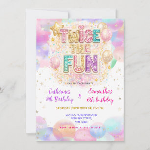Tweemaal de pret pastel glitters dubbele verjaarda kaart