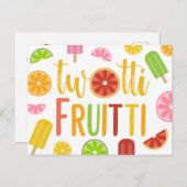 Tweemaal Fruitti Citrus Ice Poppen Tweede verjaard Uitnodiging Briefkaart (Voorkant / Achterkant)