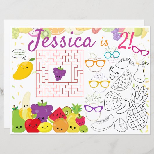 Tweemaal Frutti placemats activiteit en kleurstof (Voorkant / Achterkant)