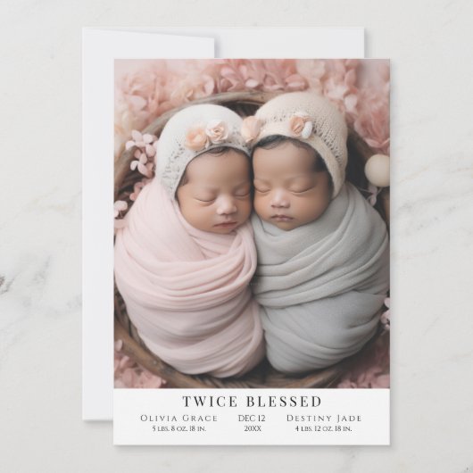 Tweemaal gezegende Foto Geboorte Vlakke Aankondigi Aankondiging (Voorkant)