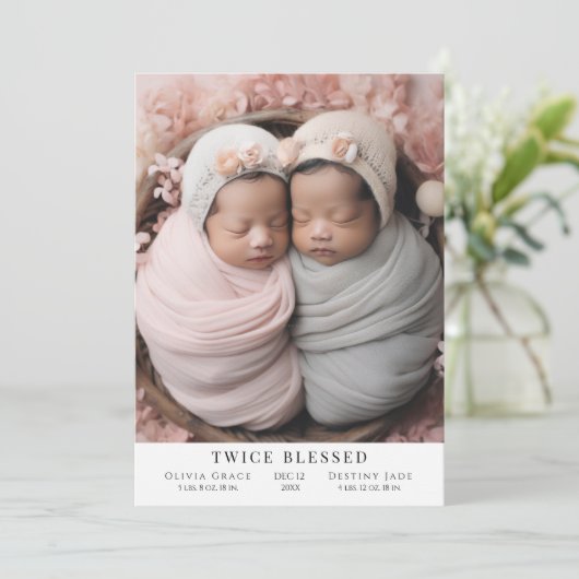 Tweemaal gezegende Foto Geboorte Vlakke Aankondigi Aankondiging (Staand voorkant)