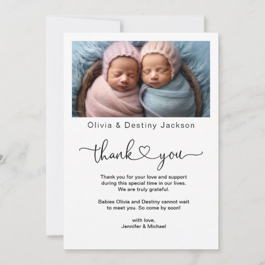 Tweemaal gezegende Foto Geboorte Vlakke Aankondigi Aankondiging (Achterkant)
