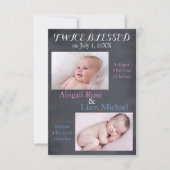 Tweemaal gezegende tweeling - 3x5 geboorteaankondi aankondiging (Voorkant)