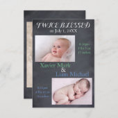 Tweemaal gezegende tweelingjongens - 3x5 geboortea aankondiging (Voorkant / Achterkant)