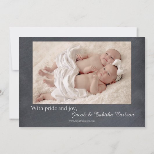 Tweemaal gezegende tweelingjongens - Geboorteaanko Aankondiging (Achterkant)